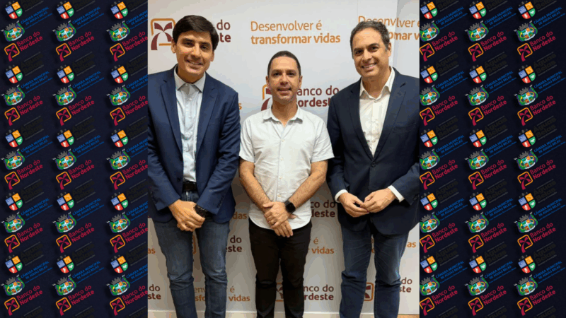 Prefeito de Águas Belas com os representantes do Banco do Nordeste